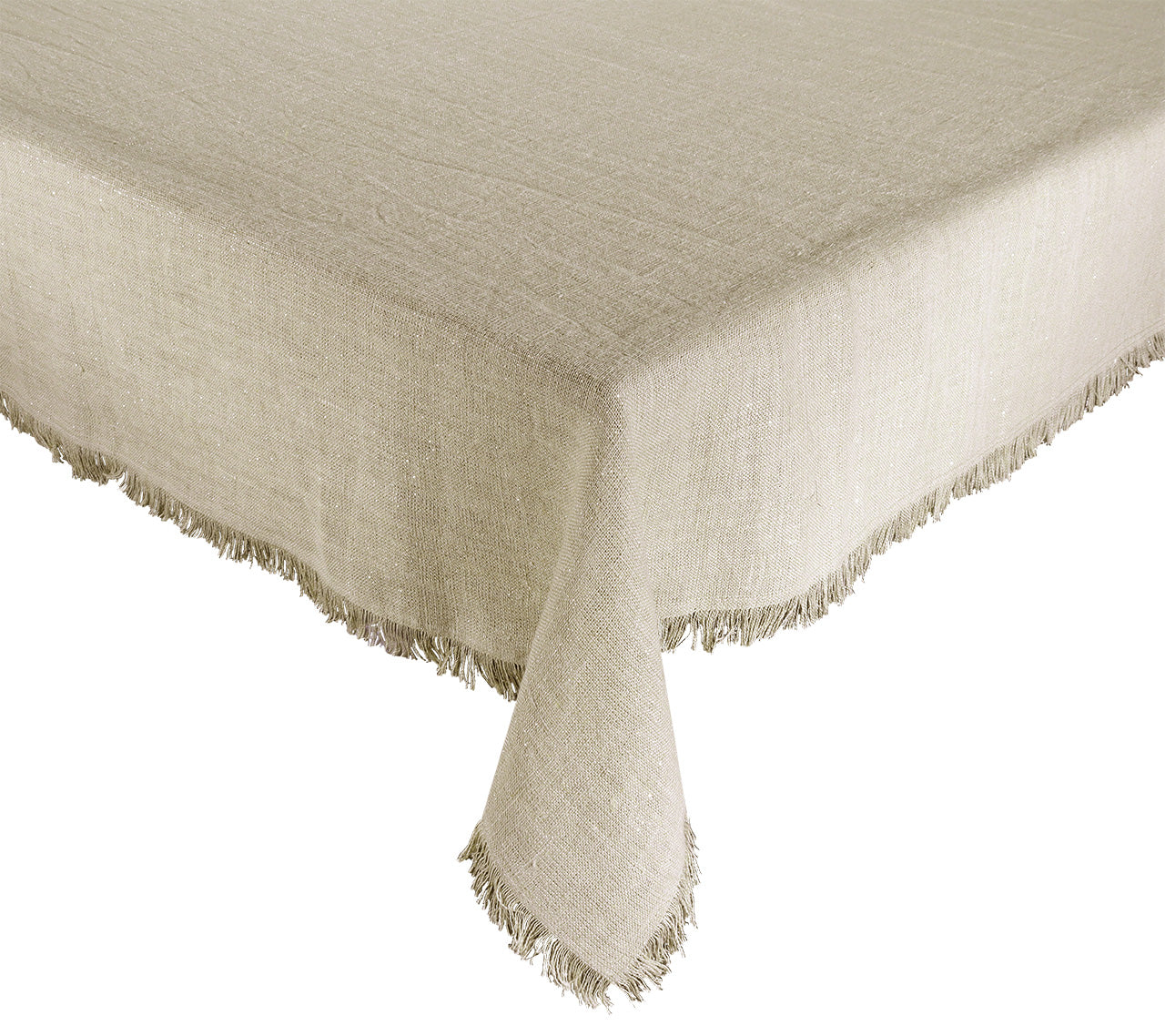 Elegant Fringe Tablecloth in Natural & Silver - Perfect for Boho Weddings, Rustic Parties & Farmhouse Dining Decor