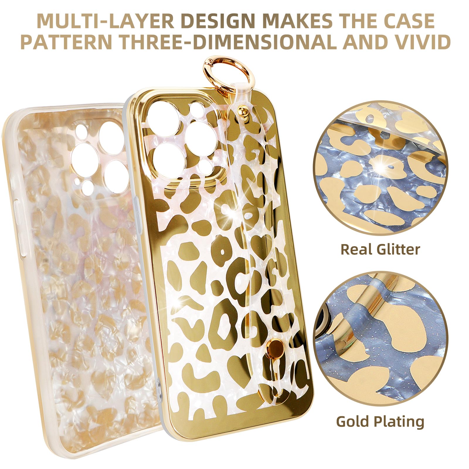 Shockproof Ultra Slim IMD Case for iPhone 12 Pro Max (6.7-inch) - Cheetah Print Wristband & Kickstand Cover | Perfect for Gym, Outdoor Activities & Everyday Protection (Leopard Skin Pattern)