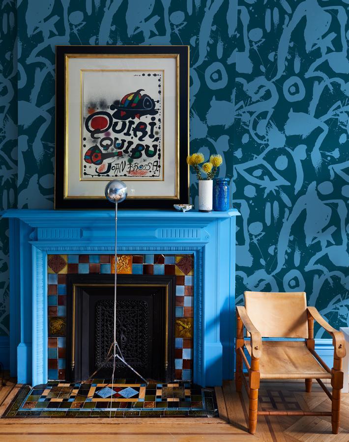 Chris Benz 'El Quijote' Blue Wallpaper - Premium Peel & Stick Removable Wallpaper for Living Room, Bedroom, Nursery & Home Office Decor