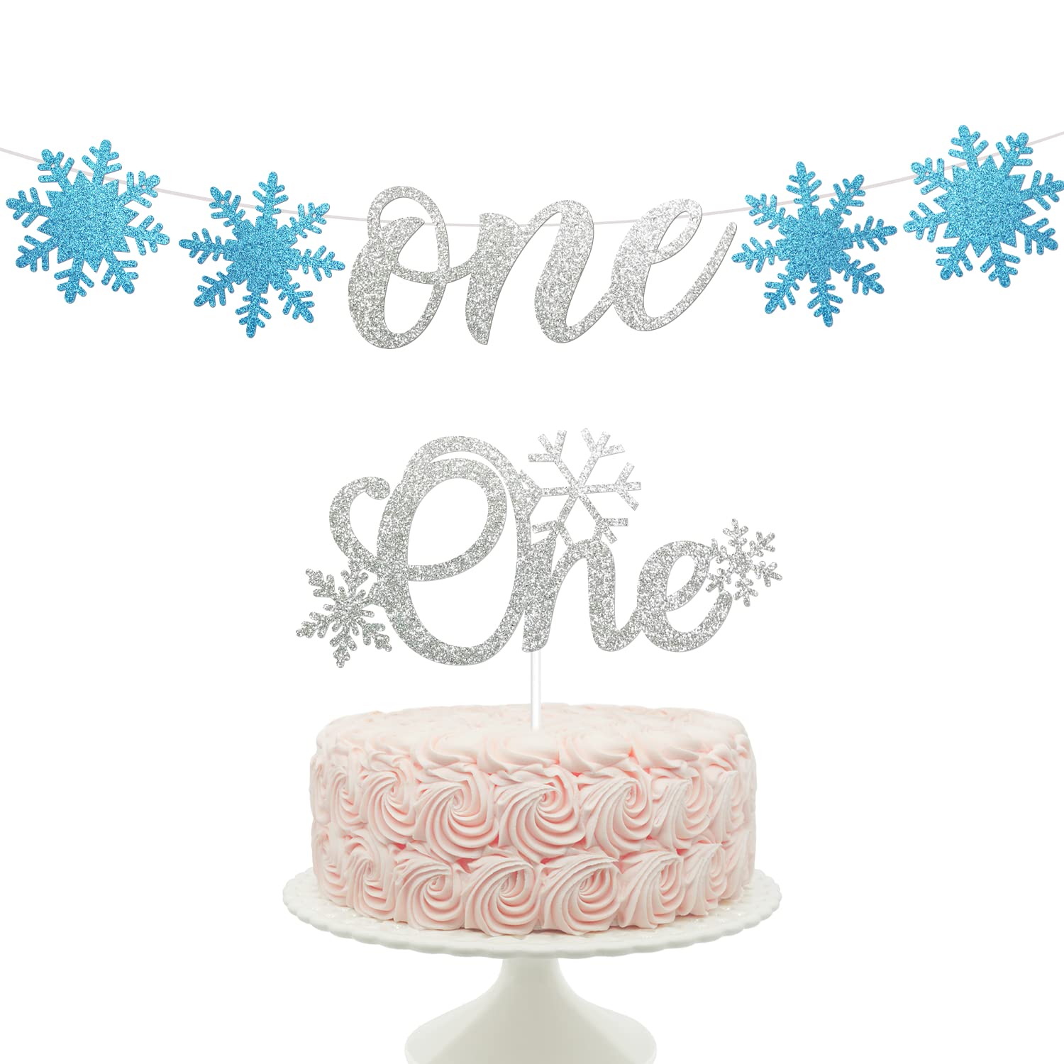 Snowflake One Banner & Cake Topper - Winter Onederland 1st Birthday Decorations for Girls | Perfect for Snowflake-Themed First Birthday Parties, Baby Showers & Winter Celebrations