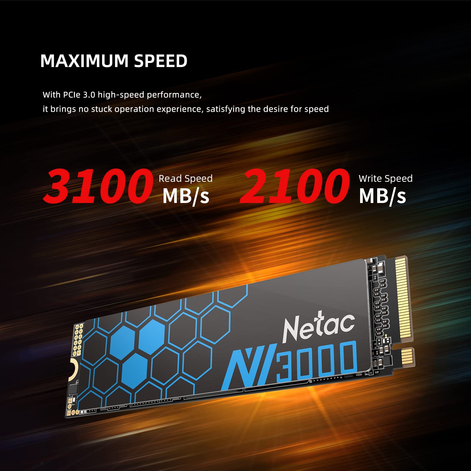 Netac NV3000 1TB NVMe M.2 SSD - PCIe 3.0 x4 Internal Solid State Drive with SLC Cache & 3D NAND TLC, 3100MB/s Read Speed - Compatible with Laptops, Desktops, Gaming PCs - Perfect for Fast Boot, Gaming, Video Editing & Data Storage