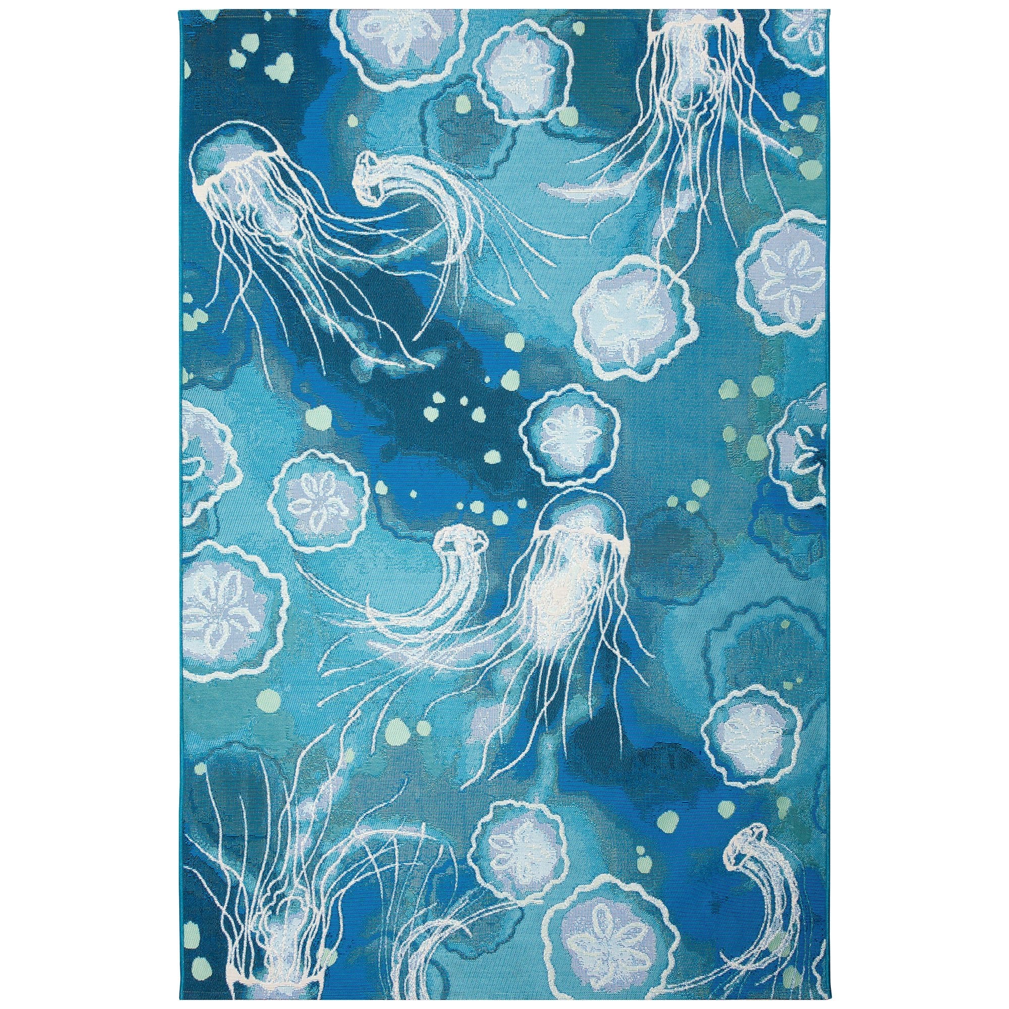 Liora Manne Marina Jelly Fish Indoor/Outdoor Rug - Non-Slip Waterproof Area Rug for Living Room, Bedroom, Patio & Poolside - Bloom Collection