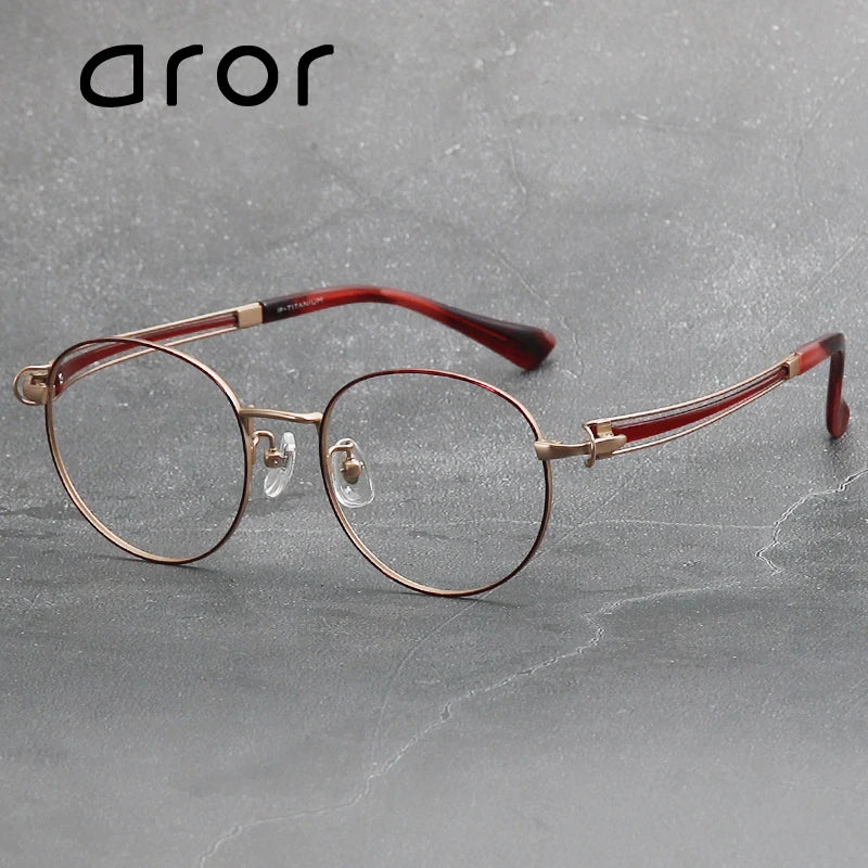 Aror Unisex Full Rim Round Titanium Eyeglasses 95235 - Lightweight & Durable Frame for Men & Women - Perfect for Reading, Work & Everyday Use