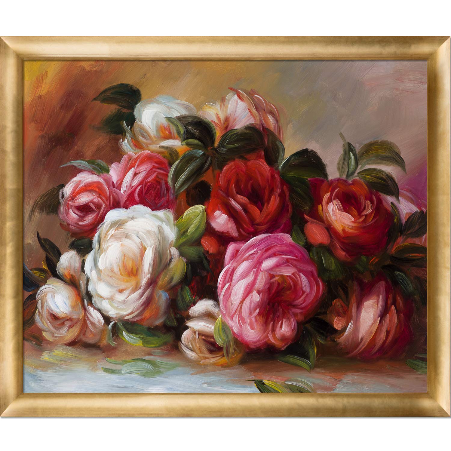 La Pastiche Discarded Roses with Gold Luminoso Framed Oil Painting - 27x23 Inch Multicolor Wall Art - Perfect for Living Room, Bedroom & Office Decor