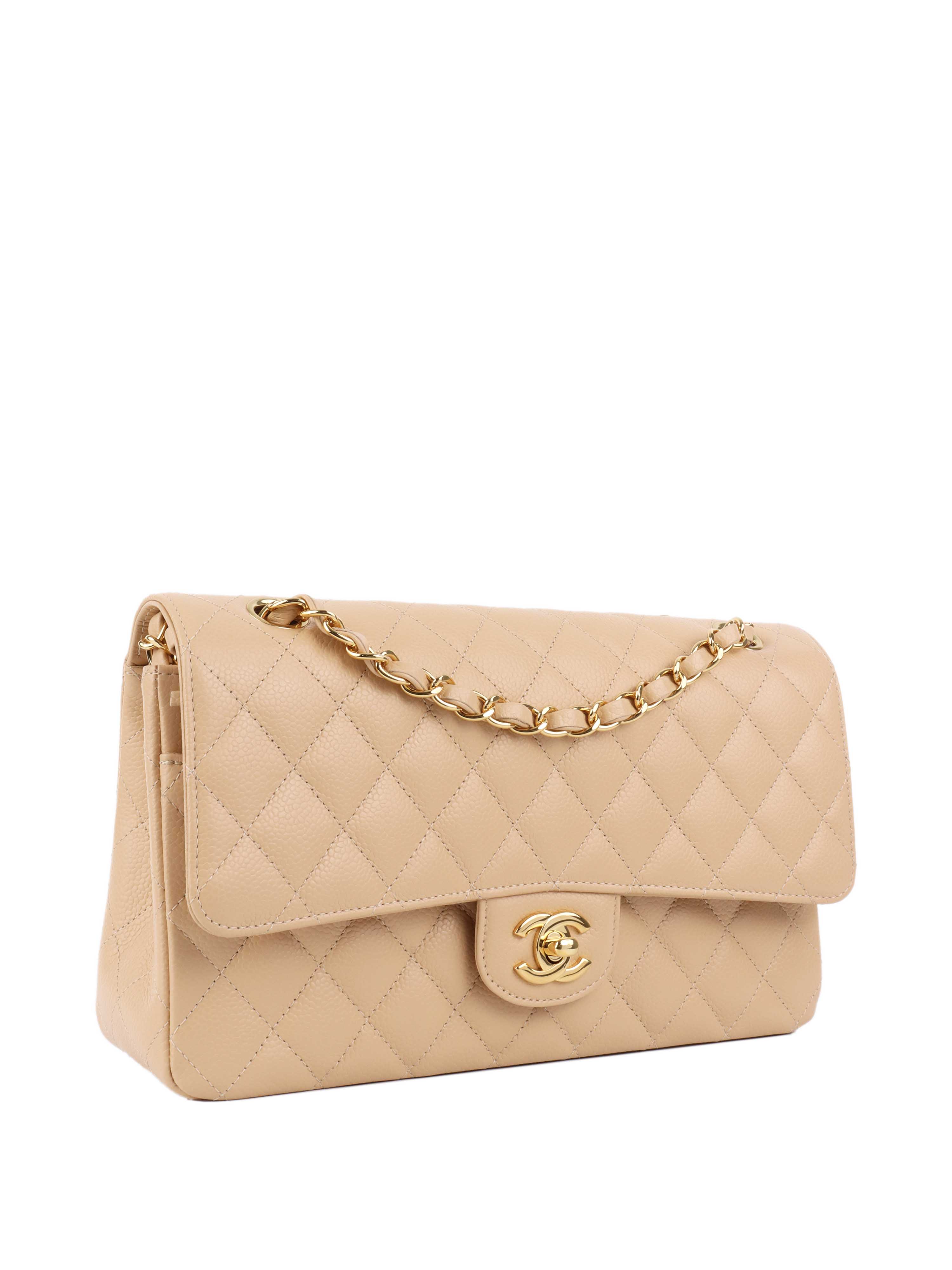 Chanel Beige Medium Classic Flap Bag - Timeless Luxury Handbag for Women | Perfect for Work, Evening Events & Special Occasions