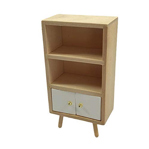 Melody Jane Modern Dollhouse Furniture - White Wooden Shelf Unit with Doors & Bookcase for Miniature Dolls | Perfect for Dollhouse Decor, Kids Playroom & Collectors Display