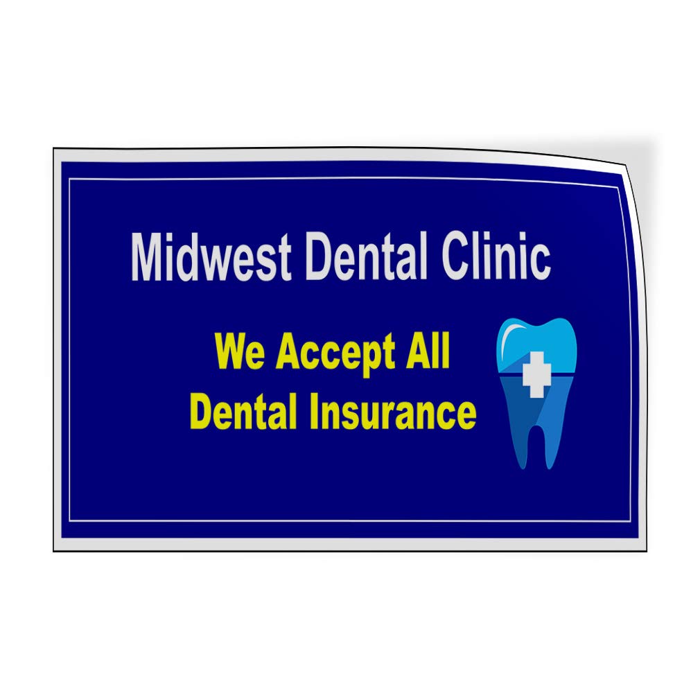 Custom Vinyl Door Decals & Stickers - Personalized Name Signs, Dental Insurance Accepted Business Stickers, Midwest Dental Clinic, Outdoor Luggage & Car Bumper Decals (20x14 Inches, Set of 5) - Perfect for Business Branding, Office Doors, Vehicle Advertising & Home Decor