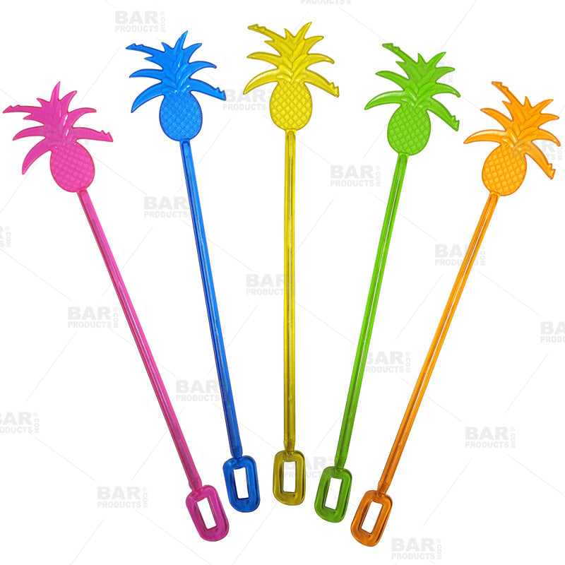 BarConic® Stainless Steel Pineapple Drink Swizzle Sticks - 6 Pack Cocktail Stirrers for Martinis, Mojitos & Tropical Drinks - Perfect for Home Bars, Parties & Summer Gatherings