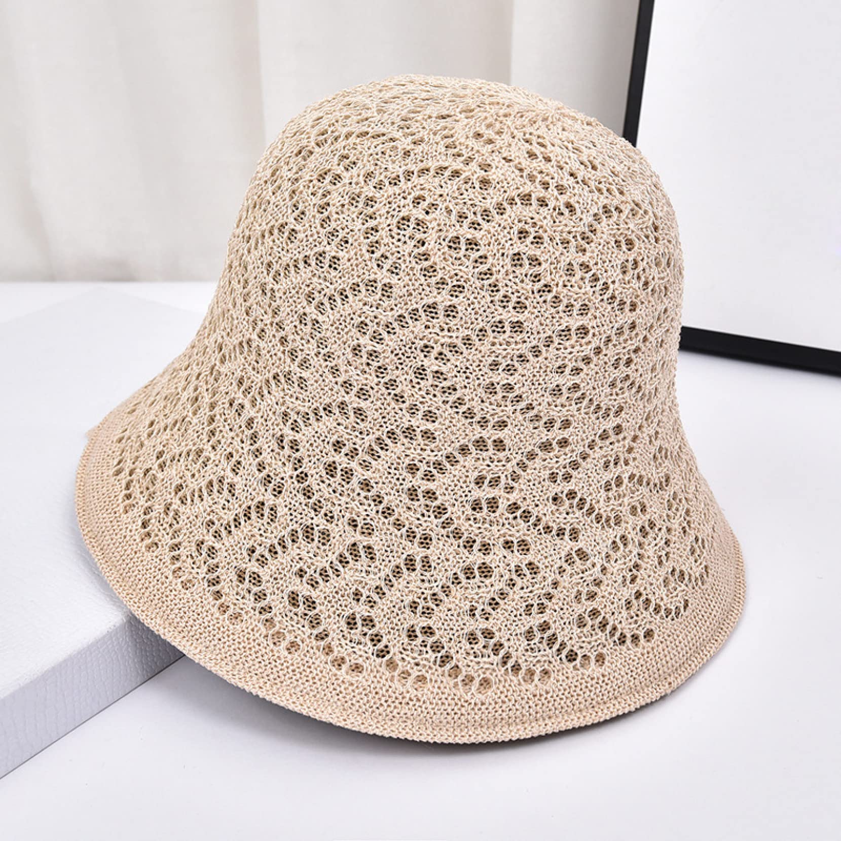 Women's Fashion Sun Hat - Breathable Woven Straw Fisherman Hat for Spring, Summer & Fall - Korean Style Hollow Design for UV Protection | Perfect for Beach, Travel, and Outdoor Activities