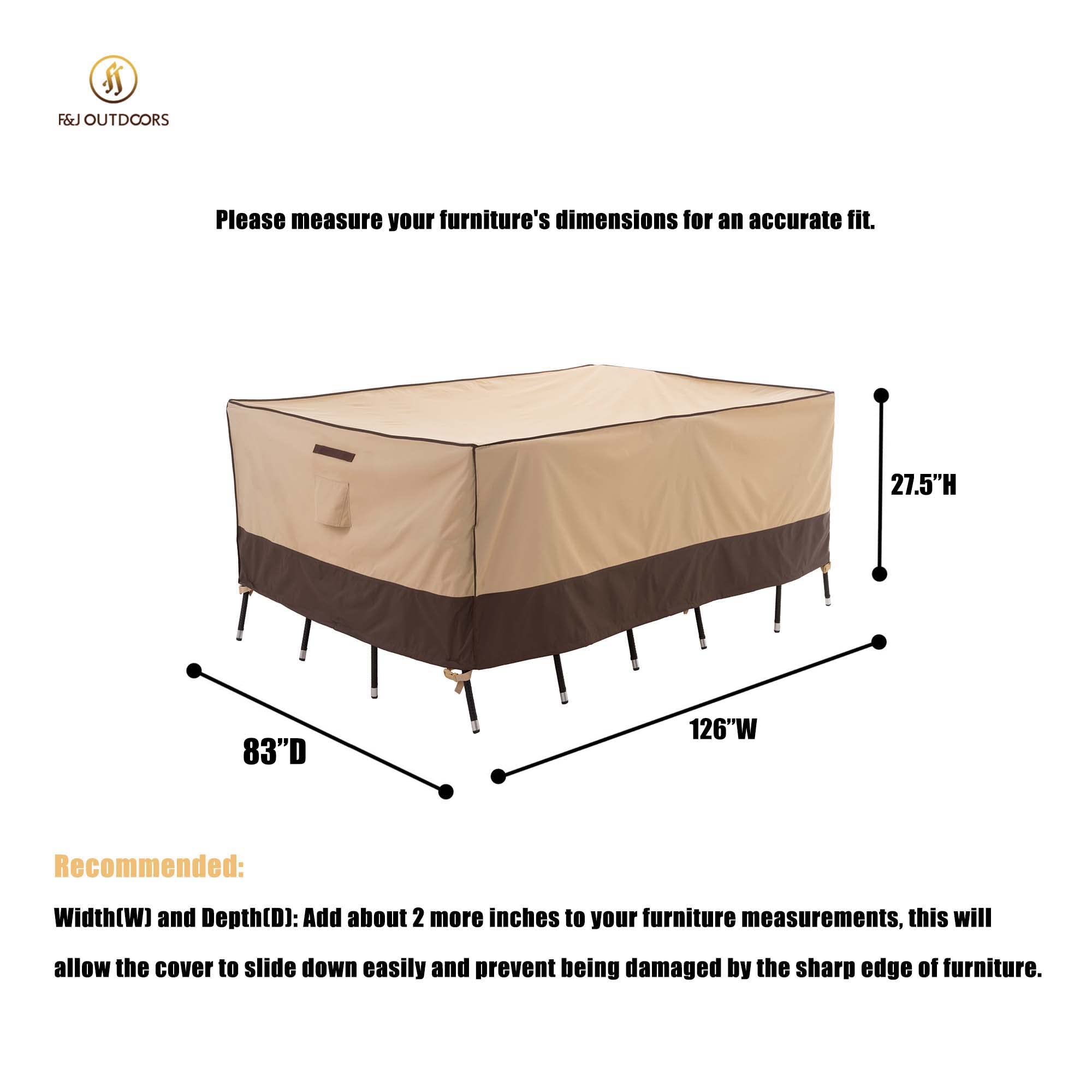 Waterproof UV-Resistant Outdoor Patio Furniture Cover for Large Table with Chairs - 126