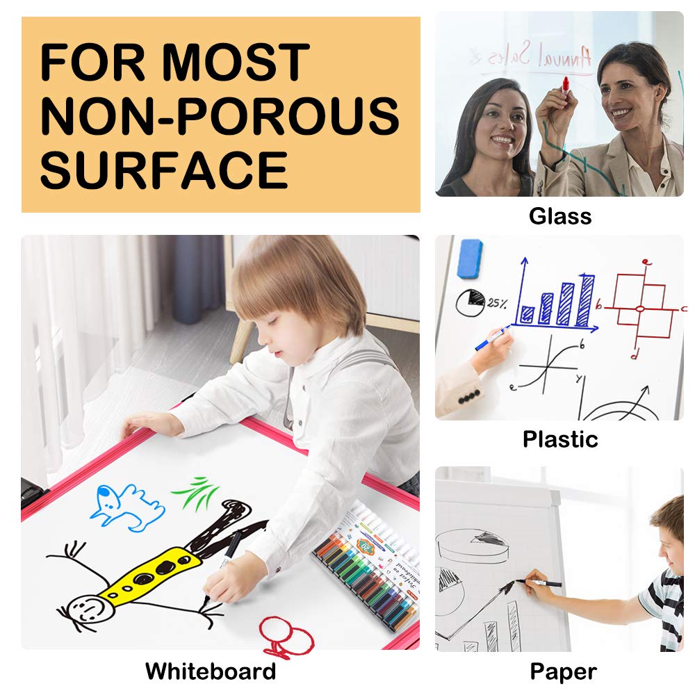 Shuttle Art Magnetic Whiteboard Markers Set of 20 - Fine Tip Dry Erase Markers with Eraser for Whiteboard, Glass & Planner - Perfect for School, Office & Home Use - Ideal for Teaching, Presentations & Organization