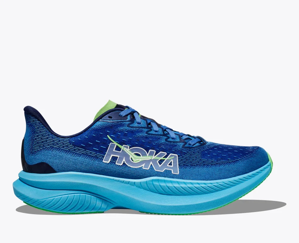 HOKA Mach 6 Running Shoes for Men - Wide Width, Virtual Blue/Bellwether Blue - Lightweight Cushioned Road Running Shoes for Marathon Training & Daily Jogging
