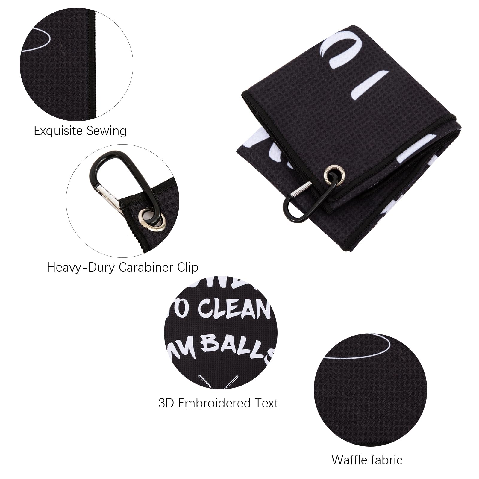 Premium Microfiber Waffle Golf Towel with Clip - Funny Printed & Embroidered Design - Perfect Golf Accessory Gift for Men & Women Golfers - Ideal for Golf Bags, Courses & Practice Sessions