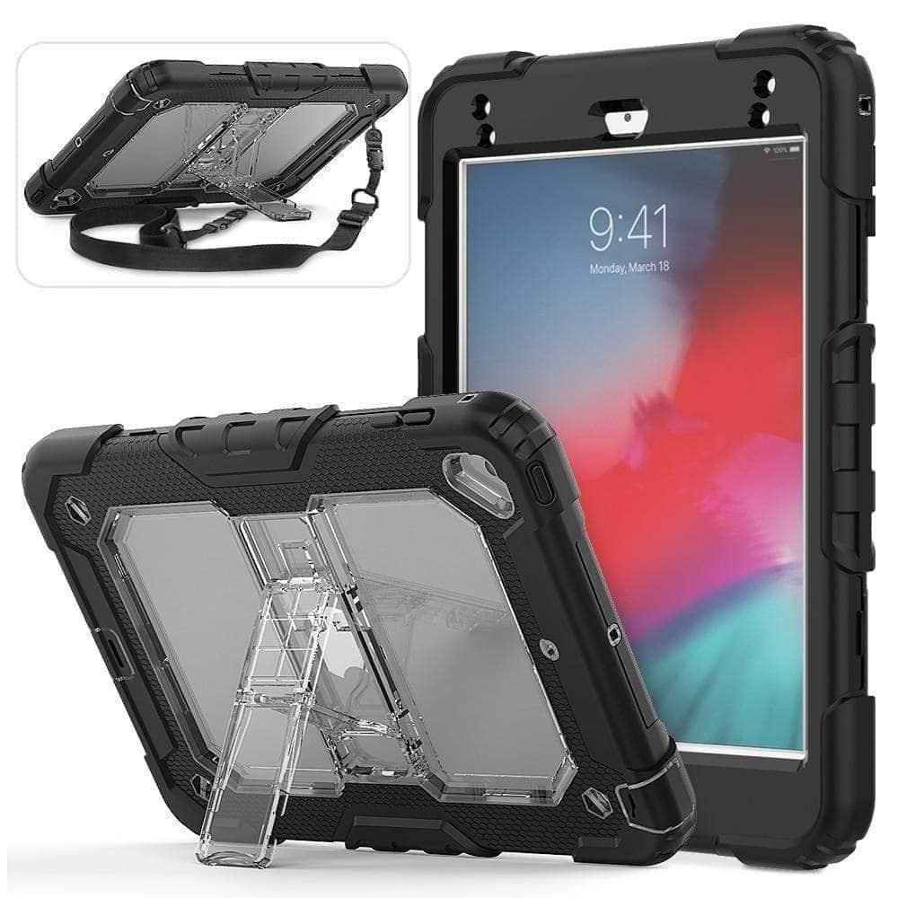 Durable iPad Mini 5 Case with Adjustable Shoulder Strap & Stand - Perfect for Travel, Work, and Hands-Free Viewing