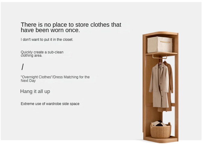 Solid Oak & Cherry Wood Modern Corner Wardrobe - Triangle Floor Standing Closet for Bedroom, Living Room, and Office Storage