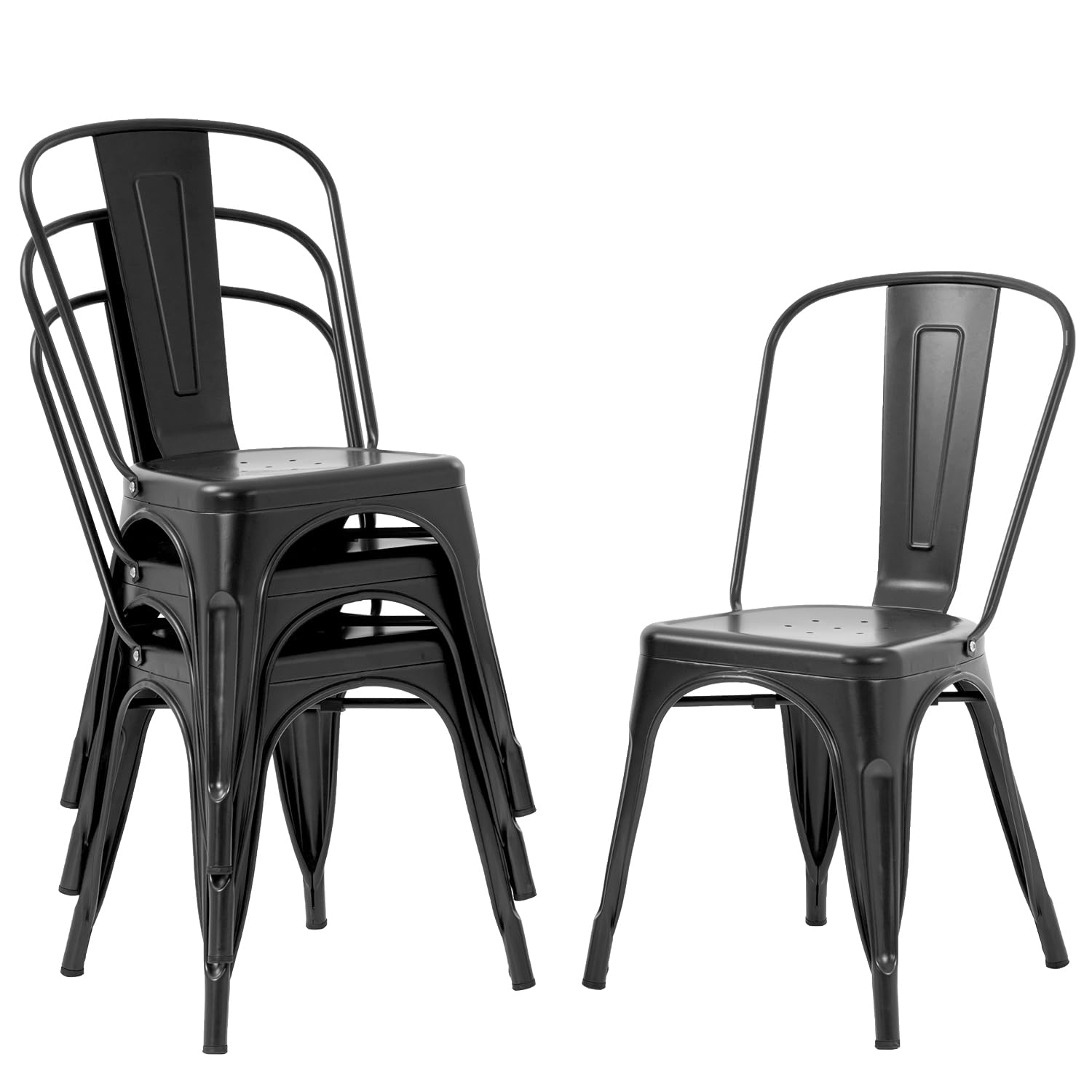 PayLessHere 18 Inch Metal Dining Chairs - Stackable Tolix Style Kitchen Chairs with 330 LBS Capacity - Sturdy Indoor & Outdoor Metal Seating for Restaurants, Patios, and Home Dining Areas