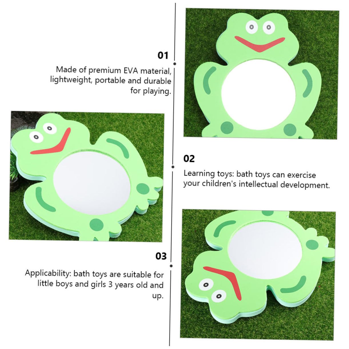 VICASKY 10-Piece Frog Bath Mirror Set - Cute Bathtub Toys for Kids, Non-Toxic EVA Foam Bath Time Fun Mirrors - Perfect for Toddler Bath Time, Sensory Play & Baby Shower Gifts