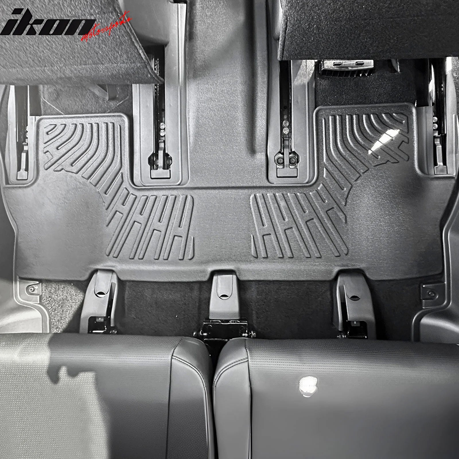 IKON 3D Molded All-Weather Floor Mats for 2024-2025 Hyundai Santa Fe (Non-Hybrid) - Black TPE Thermo Plastic Elastomer Car Floor Liners - Front, 2nd & 3rd Row Protection (4-Piece Set) - Perfect for Daily Commutes, Family Trips and Off-Road Adventures