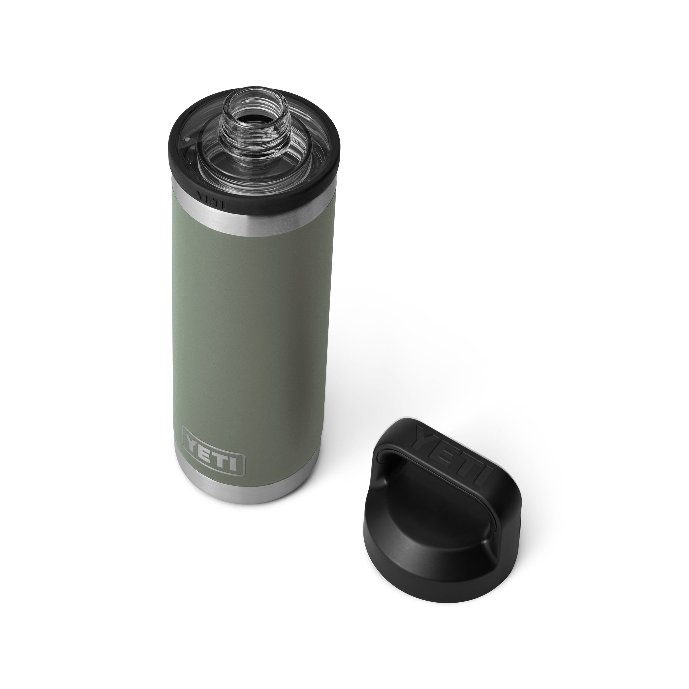 **18 oz Rambler Water Bottle with Chug Cap - Camp Green - Insulated Stainless Steel for Hiking, Camping & Outdoor Adventures**