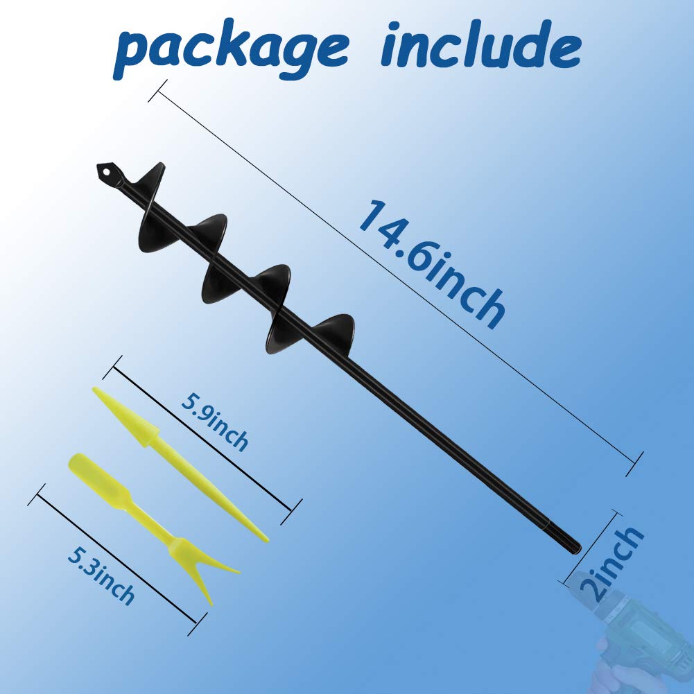 1.8x14.6 Inch Heavy Duty Garden Auger Drill Bit for Planting - Spiral Bulb Planter & Post Hole Digger for Hex Driver Drill - Perfect for Gardening, Landscaping & DIY Projects
