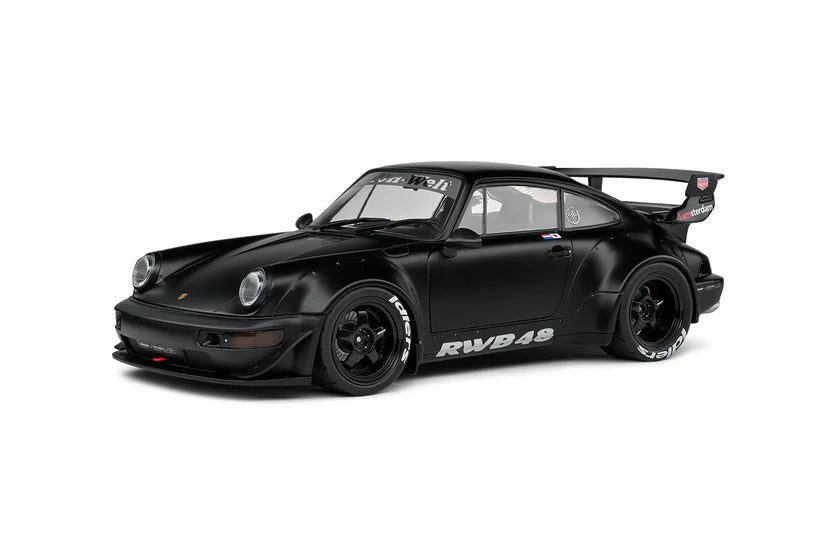 1:18 Scale Solido Porsche 911 (964) RWB Darth Vader Diecast Model Car - Matte Black Finish | Collector's Edition, Display Case, Gift for Car Enthusiasts | Office Desk Decor, Man Cave Display, Racing Fan Collection