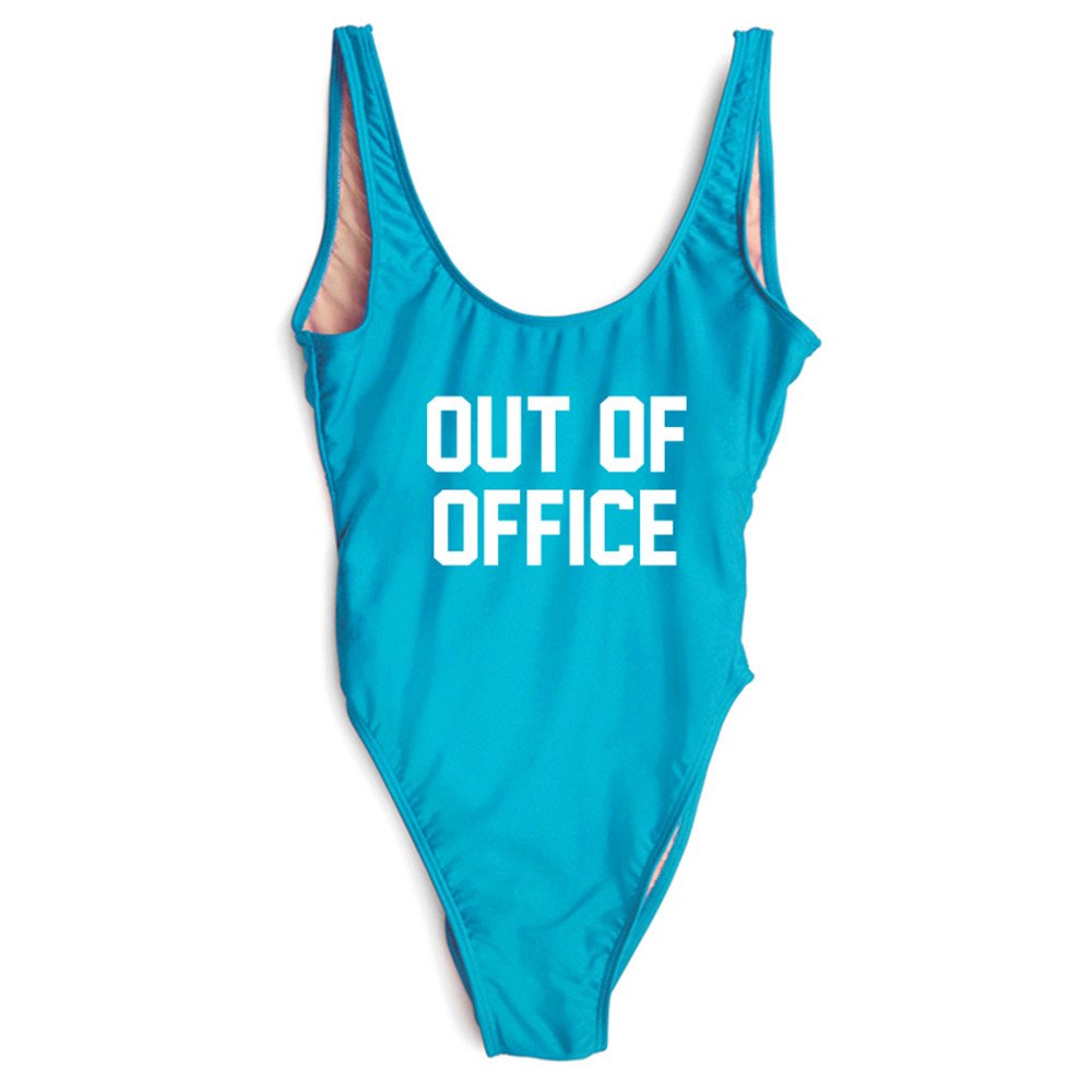 Out of Office One Piece Swimsuit - High Cut Backless Monokini for Women | Beachwear, Pool Party, Vacation & Summer Fashion