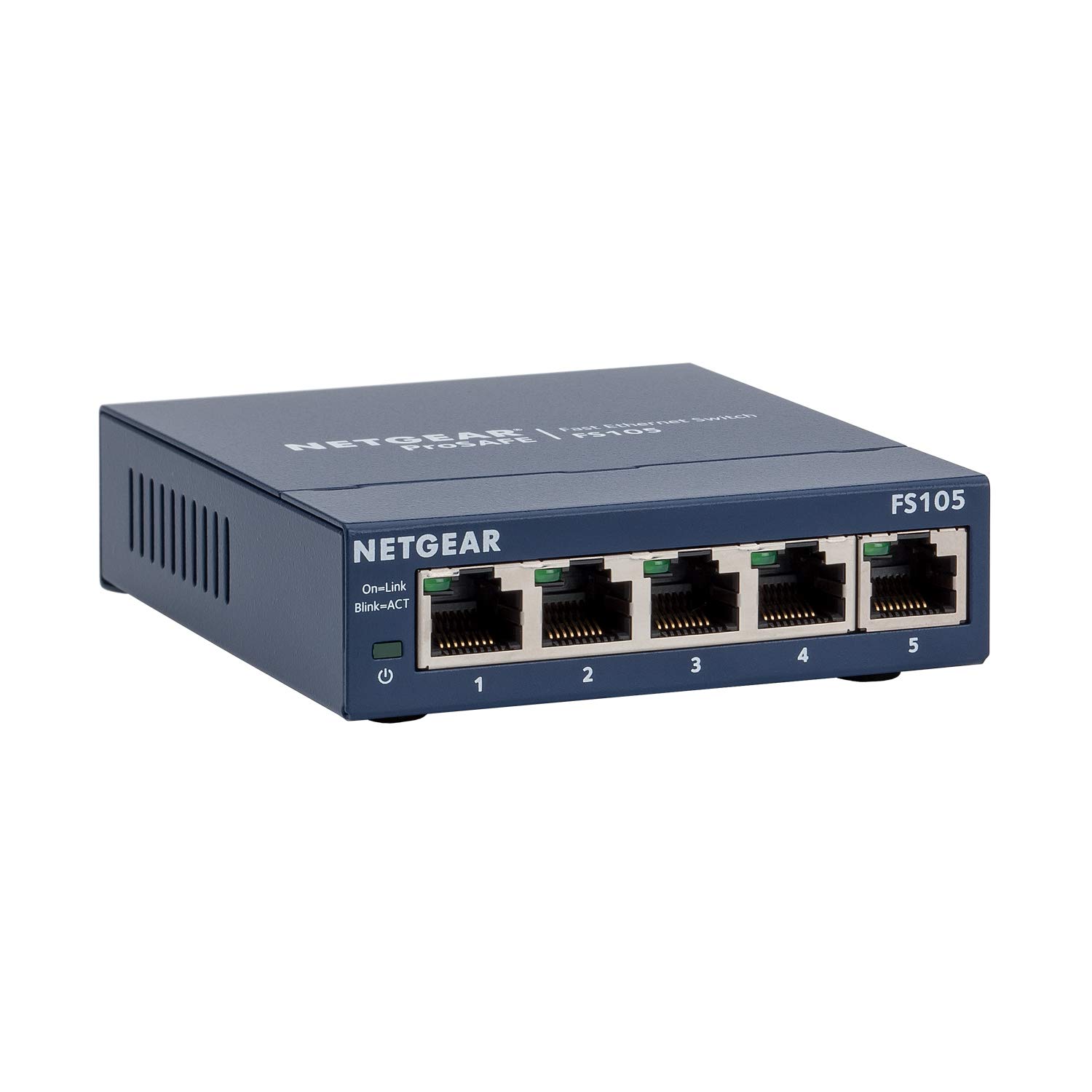 NETGEAR FS105 5-Port Fast Ethernet 10/100 Unmanaged Switch - Plug & Play Desktop Network Switch with ProSAFE Lifetime Protection (Blue) - Ideal for Home Office, Small Business & Gaming Setups