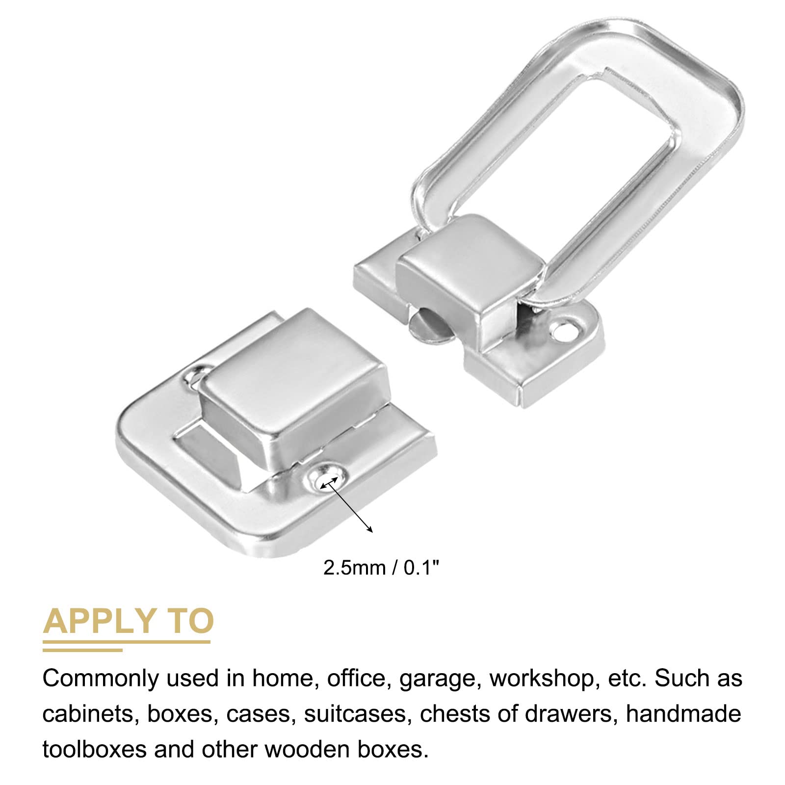 METALLIXITY 10Pcs Toggle Catch Lock (38mm x 25mm) - Nickel Plated Iron Hasp Latches for Cabinets, Boxes & Suitcases - Silver Tone Hardware for Secure Storage & Travel Luggage