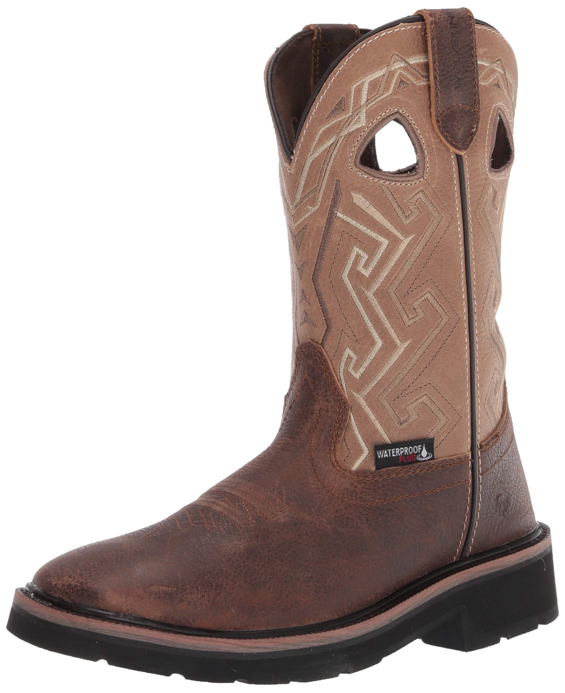 Wolverine Men's Rancher Aztec Wellington Work Boot - Steel Toe, Waterproof, Slip Resistant for Construction & Outdoor Work | Durable Leather Work Boots for Ranch, Farm & Heavy Duty Jobs
