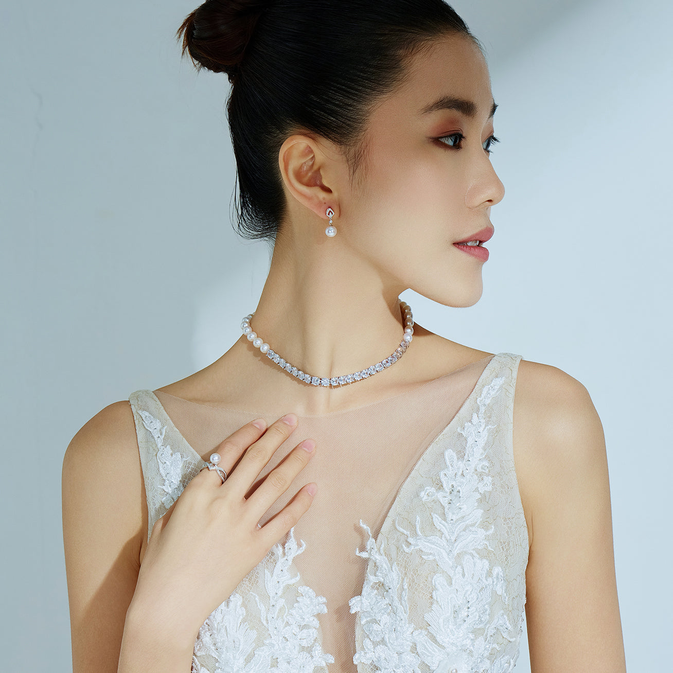 18K Solid Gold Diamond Akoya Hanadama Pearl Ring KR00042 | Luxury Pearl Jewelry for Women | Perfect for Weddings, Anniversaries & Special Occasions