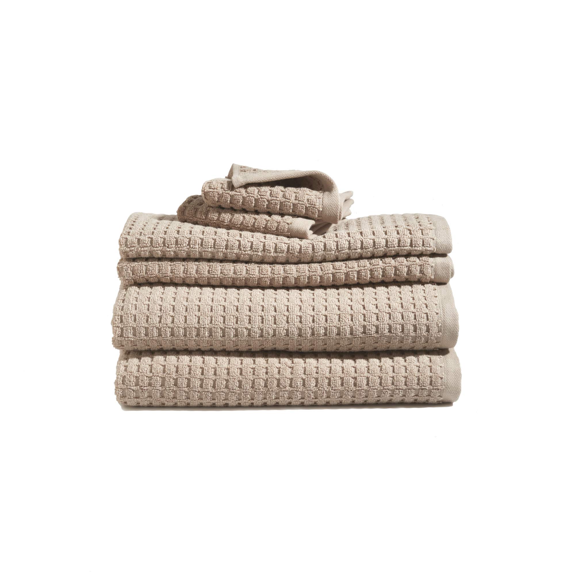 DKNY Quick Dry Cotton Towel Set - 2 Bath Towels, 2 Hand Towels, 2 Washcloths | Ultra Absorbent & Soft | Perfect for Bathroom, Spa, Gym & Travel