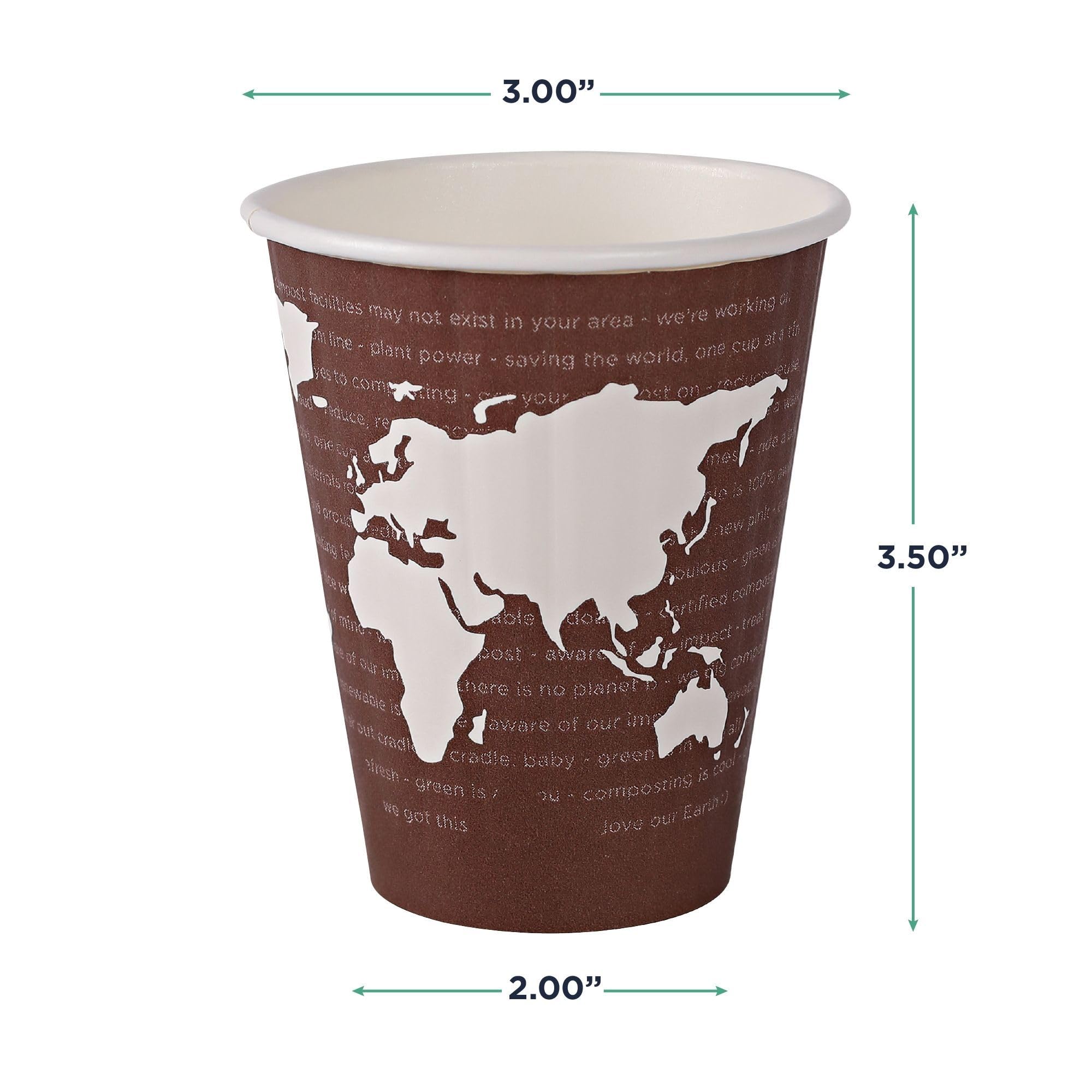 Eco-Friendly Compostable 8oz Disposable Coffee Cups - 800 Count Case, Double-Wall Insulated Hot Paper Cups with Plant-Based PLA Lining | No Sleeves Needed, Color Coded | Perfect for Offices, Cafés, and Eco-Conscious Events