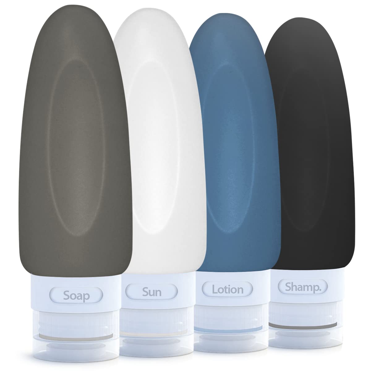 Dot&Dot Leak Proof Travel Bottles for Toiletries - 4 Pack Silicone Travel Toiletry Bottles (3oz Each) - TSA Approved Shampoo & Conditioner Containers with Quart Bag - Perfect for Air Travel, Gym, Camping & Vacation Essentials