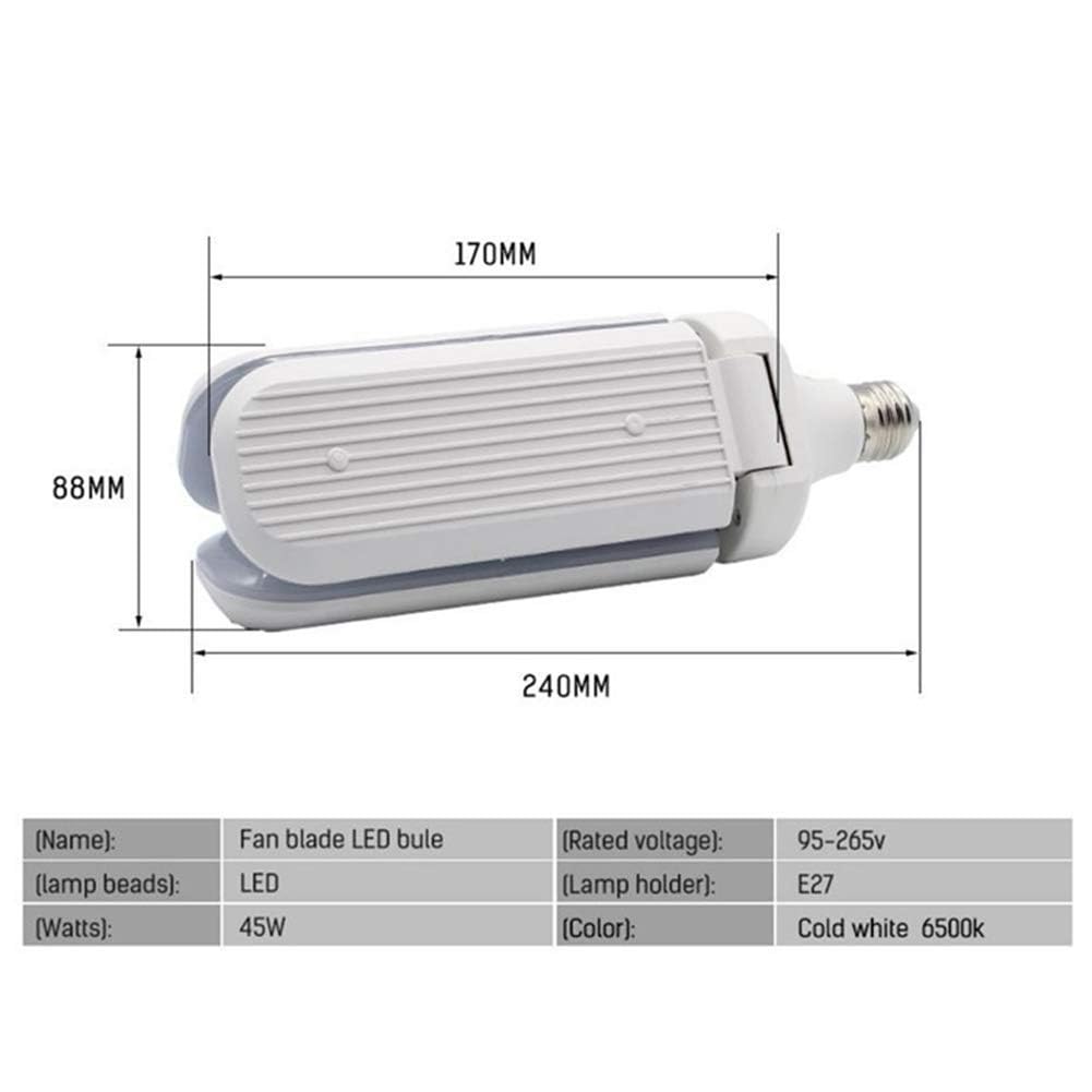 45W LED Garage Lights - Super Bright Adjustable Deformable Ceiling Lighting, 6500K Daylight E27 LED Bulbs for Pool Table Room, Workshop, Workbench, Barn, Warehouse, Basement - Perfect for Home, Office & Industrial Use