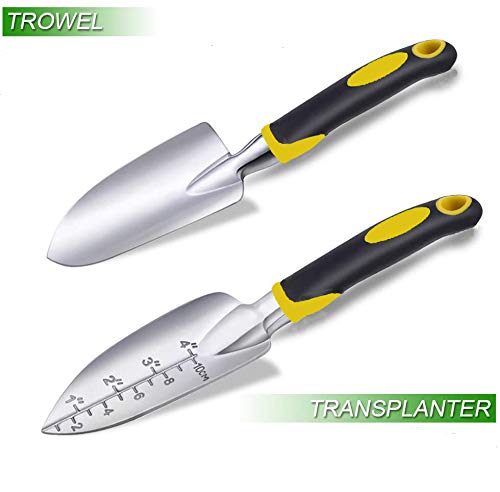 Premium 3-Piece Garden Tool Set - Aluminum Alloy Hand Trowel, Transplanting Trowel & Cultivator for Digging, Planting & Weeding | Durable Gardening Supplies with Ergonomic Handle (Yellow) | Ideal for Home Gardens, Flower Beds & Container Planting