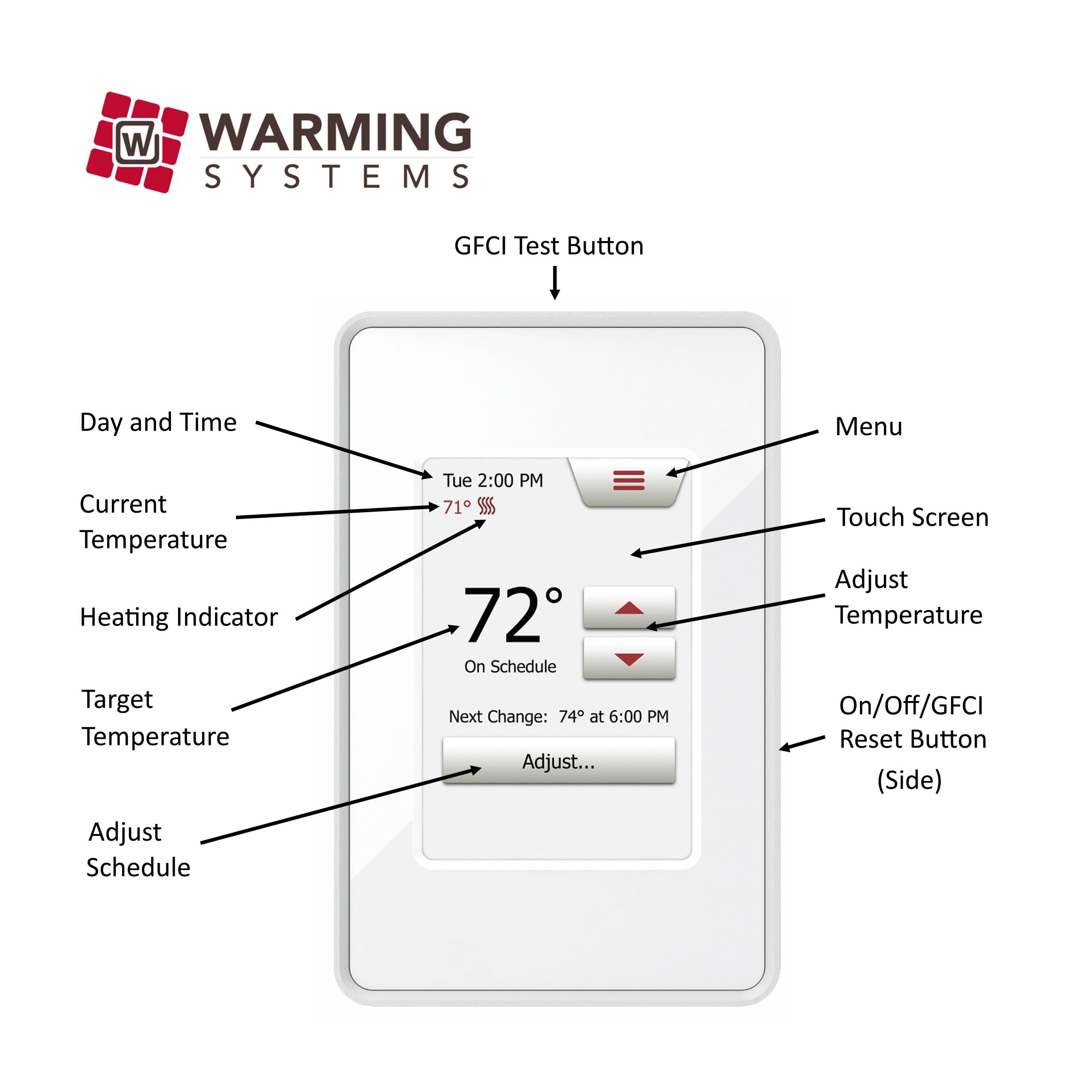 120V Electric Tile Radiant Floor Heating System - 60 Sqft Heating Cable with Programmable Touch Screen Thermostat - Perfect for Bathroom, Kitchen & Basement Floor Warming