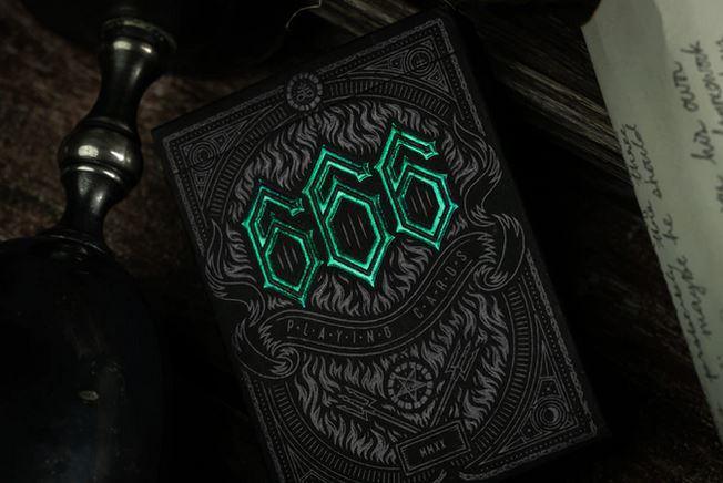Riffle Shuffle 666 Emerald Hellfire Green Playing Cards - Premium Deck for Magic Tricks, Poker Games & Collectors