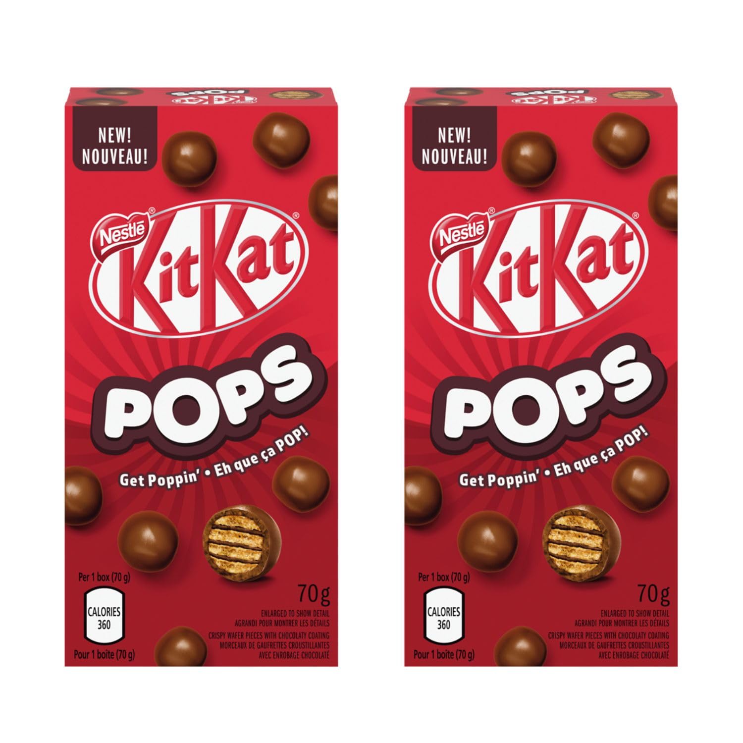 Kit Kat Pops Milk Chocolate Snacks - 70g/2.47oz (Pack of 2) - Crunchy Wafer Candy Bars - Perfect for Office Snacks, Party Favors & Gift Baskets - Shipped from Canada