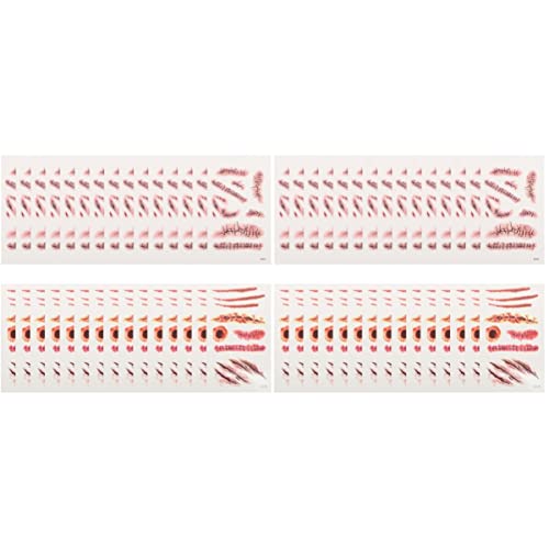 FRCOLOR 60 Sheets Halloween Fake Wound Tattoos - Scary Temporary Tattoo Stickers for Halloween Costume & Party Makeup - Perfect for Horror Cosplay, Haunted House, and Spooky Events