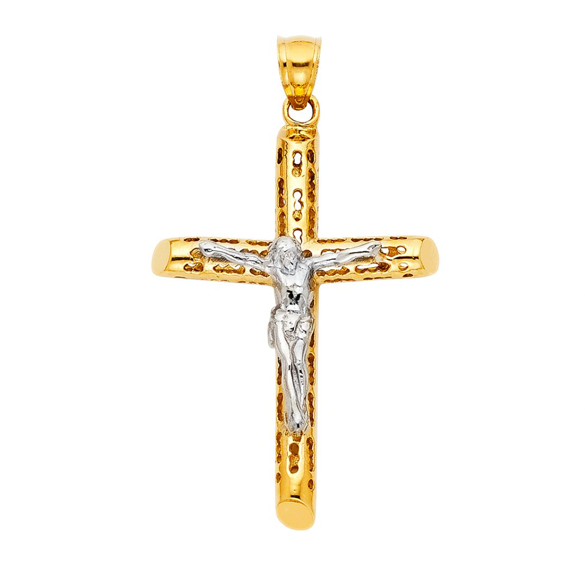 Gold Large Jesus Crucifix Cross Pendant Necklace - Model 1213 | Religious Jewelry for Men & Women | Perfect for Church, Baptism & Daily Wear