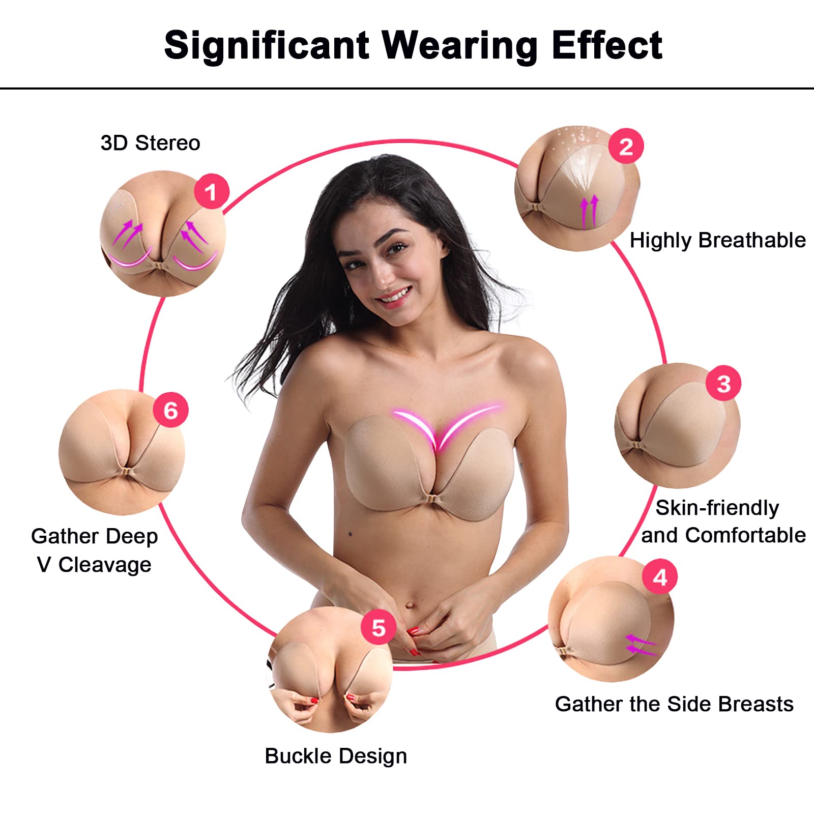 Sticky Bra for Women - Silicone Adhesive Push Up Bra with Buckle for Large Breasts | Perfect for Backless Dresses, Strapless Tops & Special Occasions