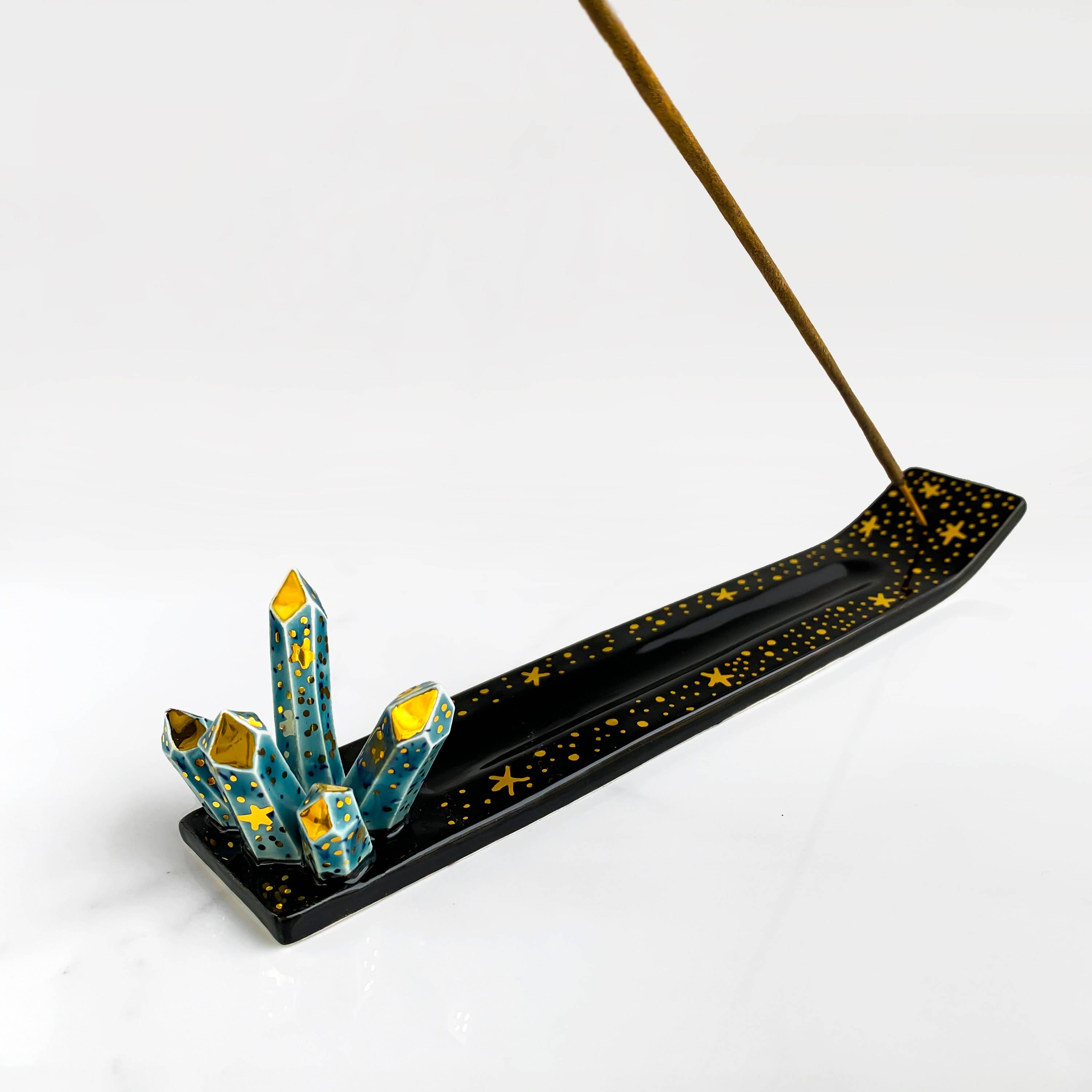 Modern Galaxy Crystal Ceramic Incense Holder - Elegant Home Decor for Aromatherapy, Meditation & Yoga Spaces | Perfect Gift for Zen Lovers