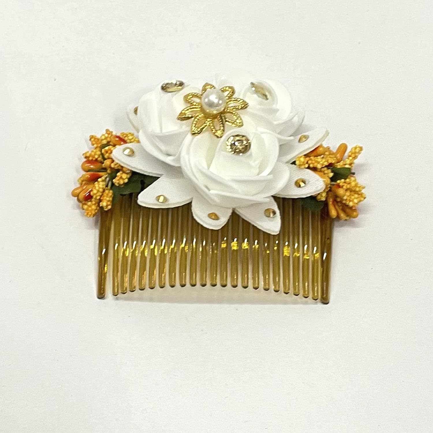 Elegant White Bridal Hair Comb Clip Set - Stylish Bun & Flower Hair Accessories for Women, Wedding & Special Occasions