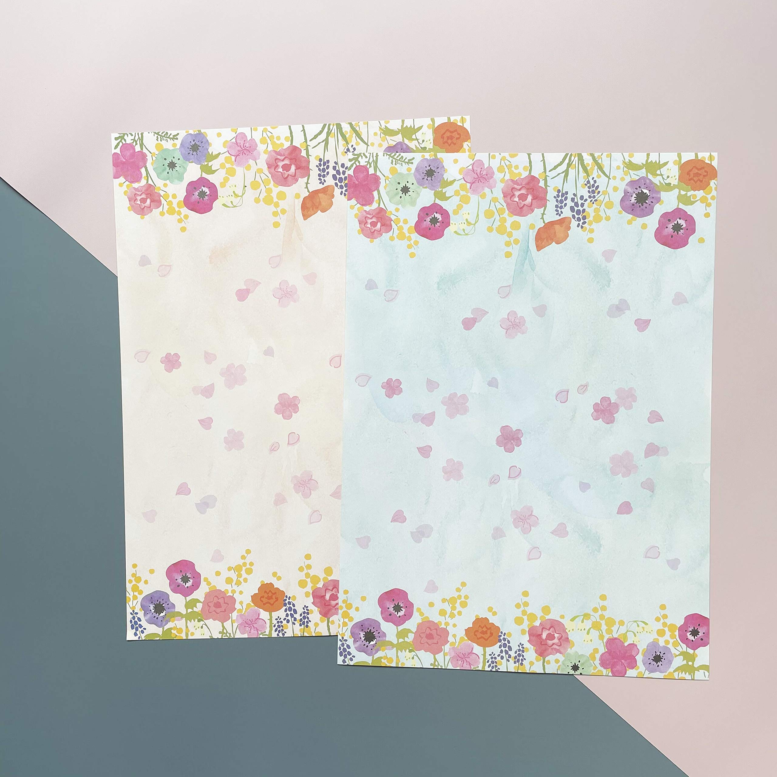 48 Sheets Floral Design Stationery Paper Set - A4 Letter Writing Paper with 4 Unique Styles for Journals, Scrapbooking & Handwritten Notes