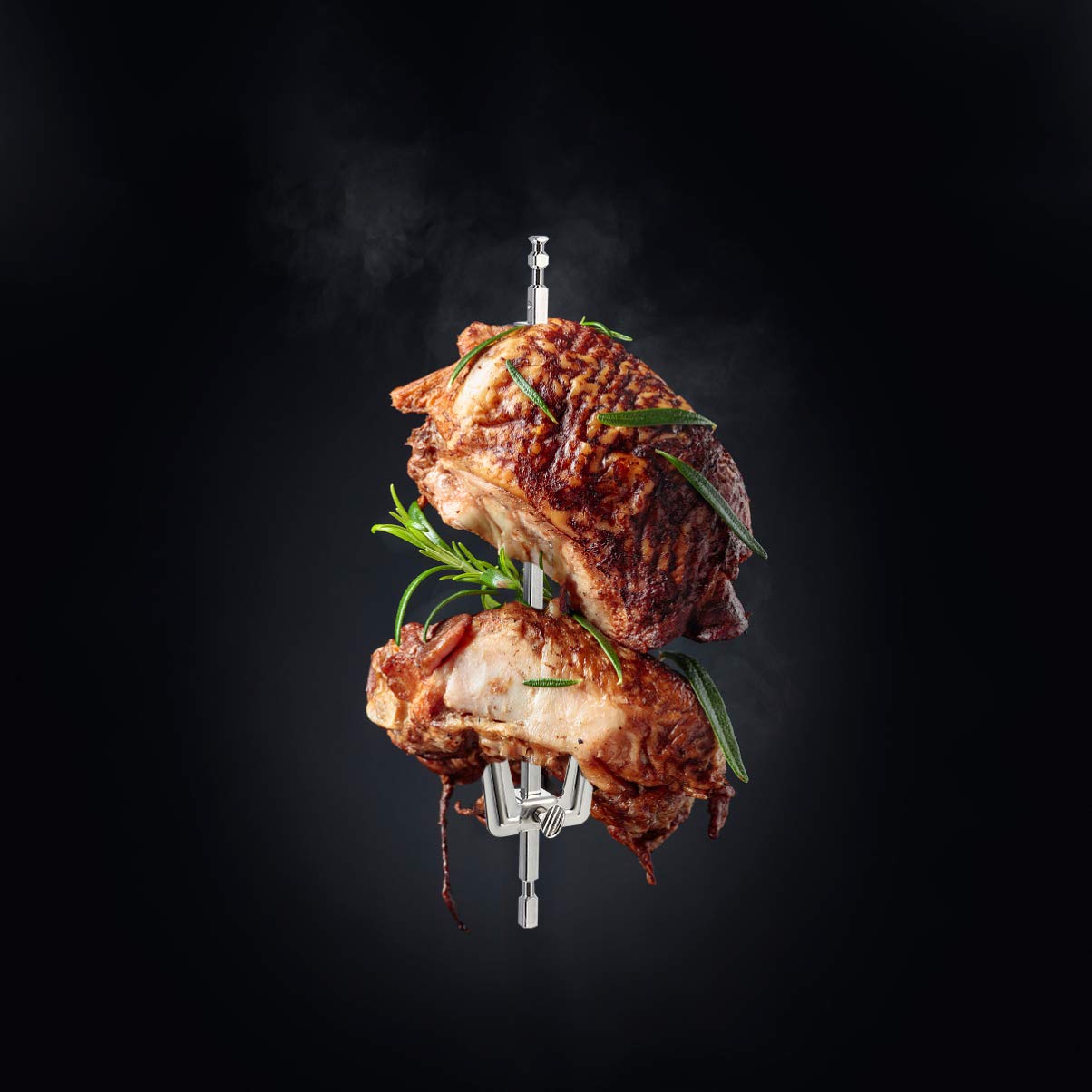 Angoily Rotisserie Meat Forks - Stainless Steel Air Fryer & Grill Spit Rod for Chicken, Fish - Perfect for Home Cooking, Picnic, BBQ & Camping (No Screws Included)