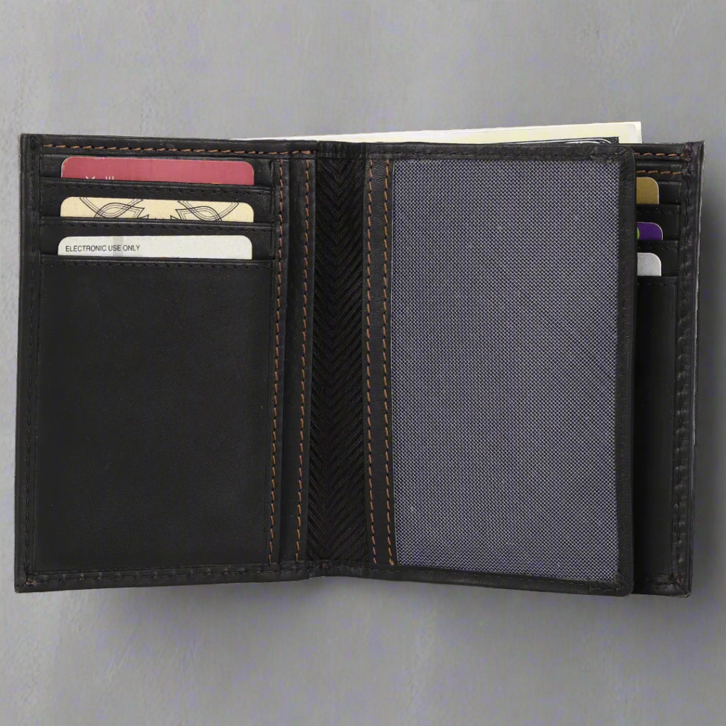 MET Men's Center Wing RFID Blocking Leather Wallet - Slim Bifold Design for Credit Cards & Cash - Perfect for Travel, Business & Everyday Use