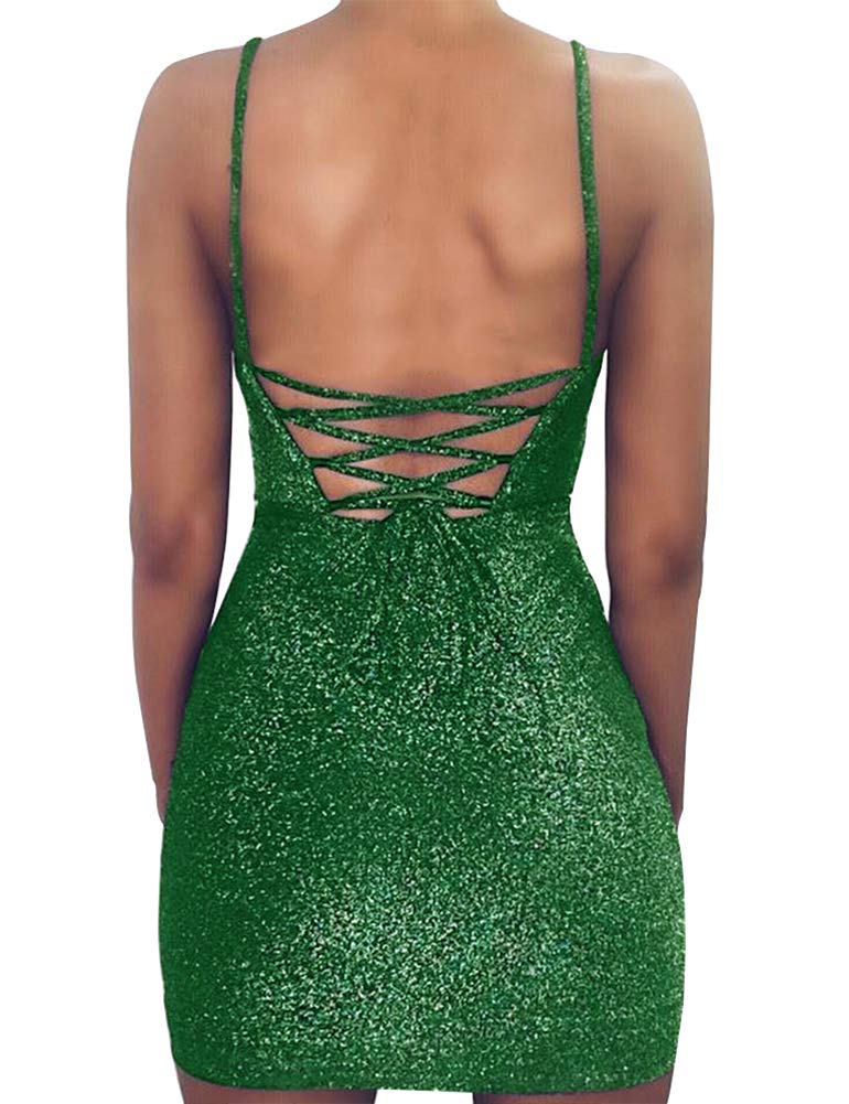 FV RELAY Women's Sexy Glitter Bandage Bodycon Wrap Dress - Sleeveless Mini Club Party Dress for Night Out, Cocktail Party, Date Night & Special Occasions