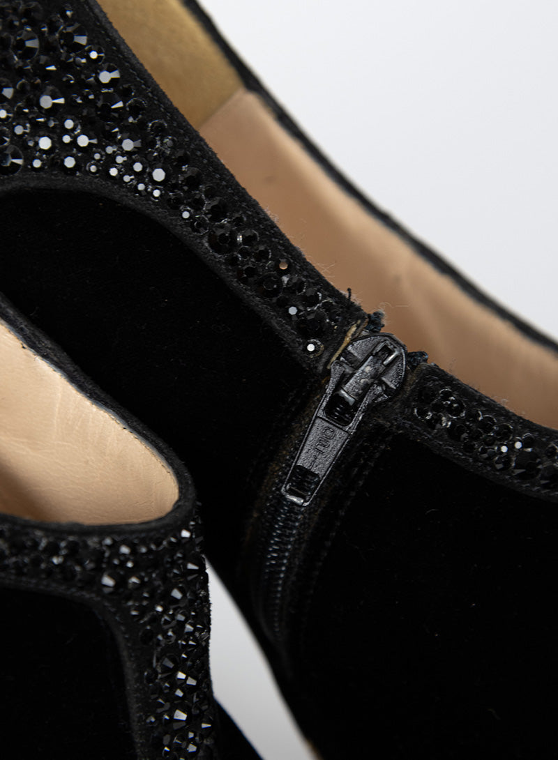 Christian Louboutin Black Décolléte Shoes with Swarovski Crystals - Size 36 | Luxury Women's Heels for Evening Parties & Special Occasions