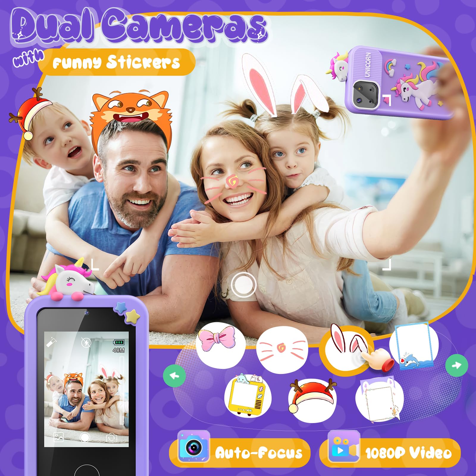 Unicorn Smart Phone Toy for Girls Ages 3-9 - 2.8