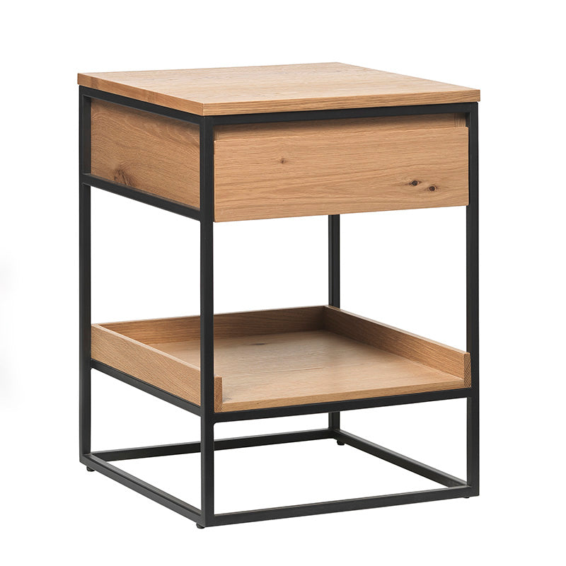 RIVOLI Modern Side Table - Natural Oak & Black Finish - Perfect for Living Room, Bedroom, or Office Accent Furniture